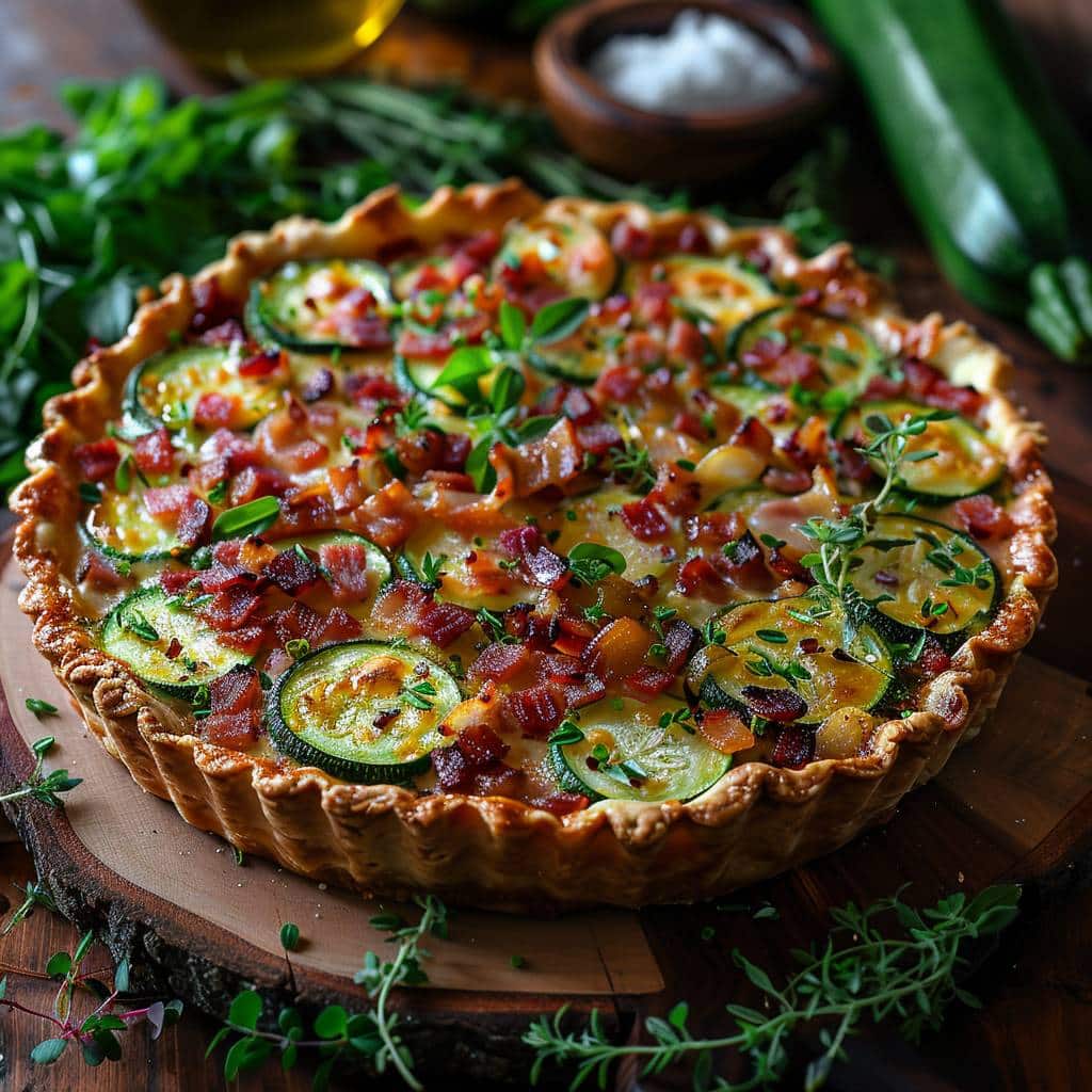 Tarte à la courgette et aux lardons