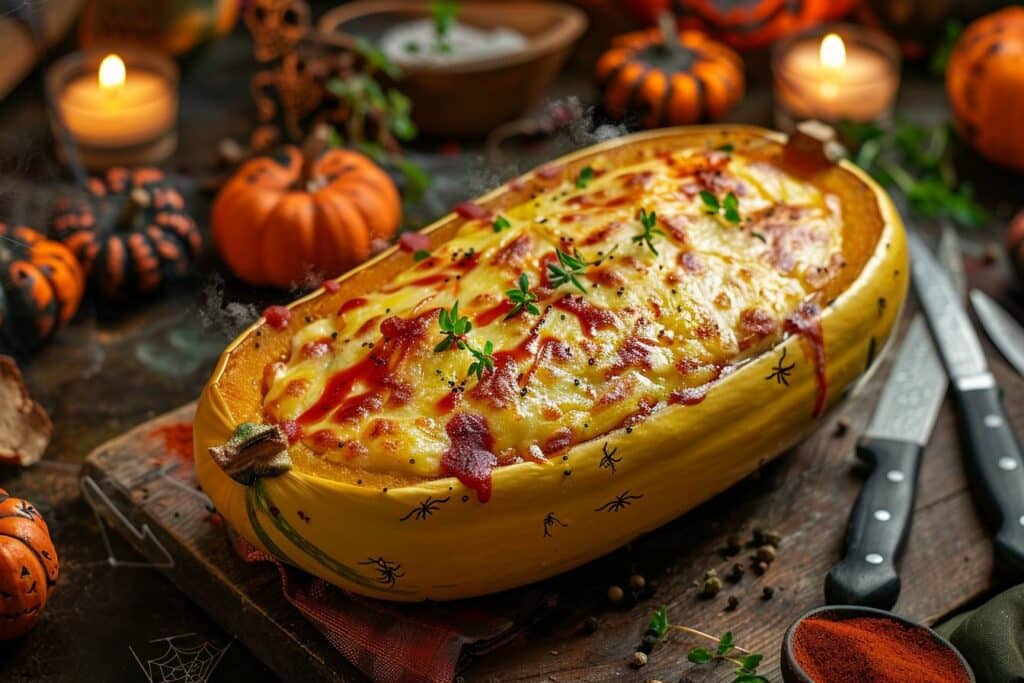 courge farcie au fromage halloween