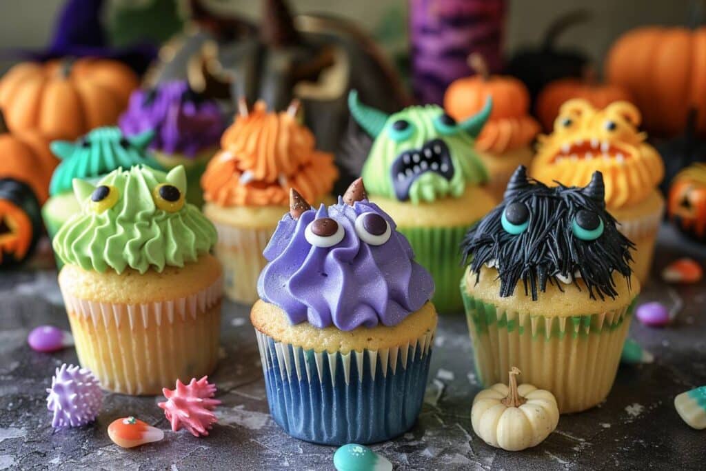 cupcakes têtes de monstres